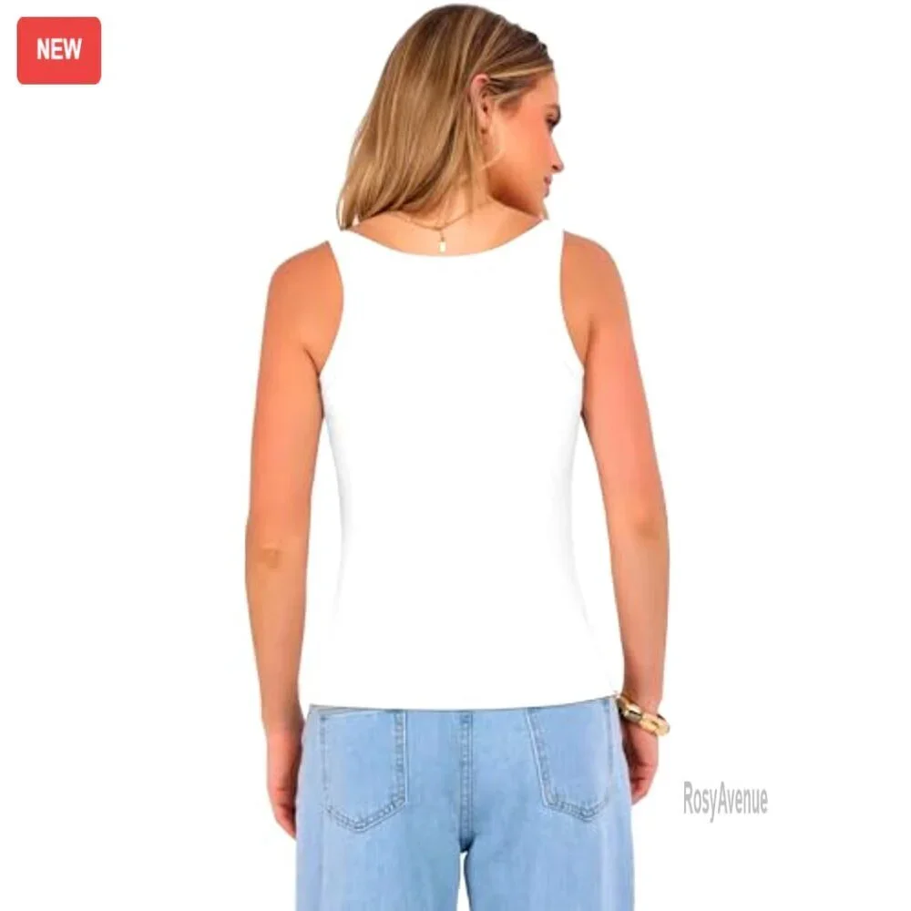Ribbed V Neck Tank Top Women's Slim Fit Camisole Rayon Spaghetti Strap - Picture 5 of 8